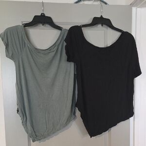 P'tula Women's Short Sleeve Tops - Black and Gray